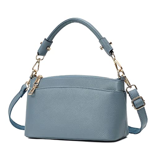 jonam Umhängetasche Leather Bag Women Cross Body Bag Black Handbag Zippers Ladies Cowhide Crossbody Bag Female Handbag (Color : Blue) von jonam