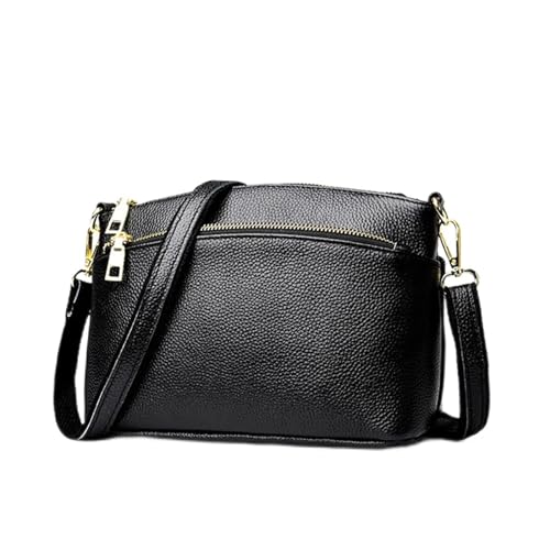 jonam Umhängetasche Leather Bag Women Cross Body Bag Black Handbag Zippers Ladies Cowhide Crossbody Bag Female Handbag (Color : Bruin) von jonam