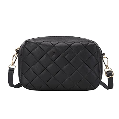 jonam Umhängetasche LeatherCrossBody Bags Zipper Thread Umhängetaschen für Damen Designer-Qualität (Color : Black) von jonam