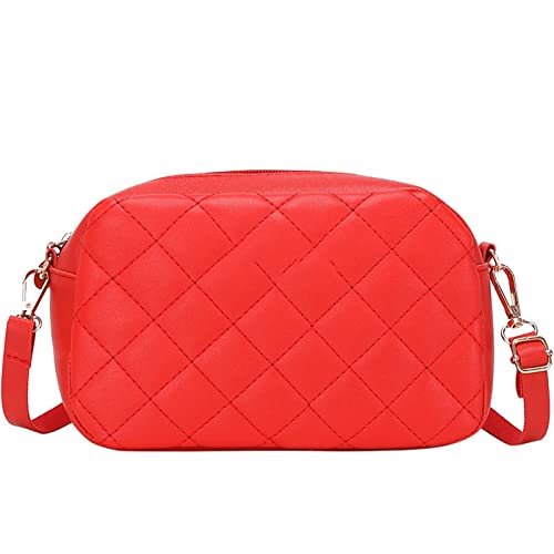 jonam Umhängetasche LeatherCrossBody Bags Zipper Thread Umhängetaschen für Damen Designer-Qualität (Color : Red) von jonam