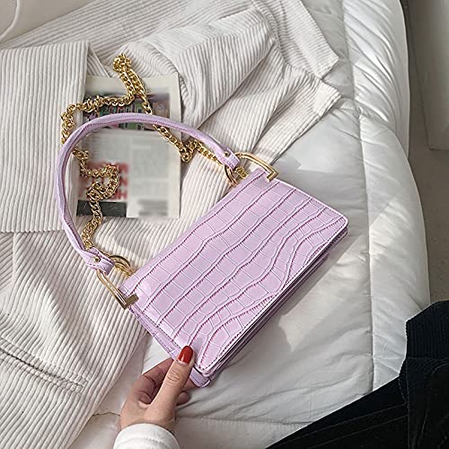 jonam Umhängetasche Leder-Crossbody-Schultertasche für Frauen kleine Handtaschen und Geldbörsenkette (Color : Purple) von jonam