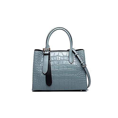 jonam Umhängetasche Leder Frauen Handtasche Dame Ledertasche Große weibliche Umhängetasche Kuh Leder Geldbörse (Color : Blue) von jonam