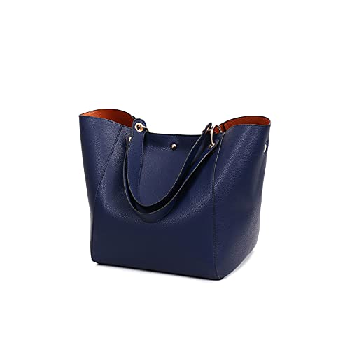 jonam Umhängetasche Leder-Schultertaschen für Frauen Große Kapazität Top-Griff-Totes Crossbody Frauen Tasche große Geldbörsen und Handtaschen (Color : Blue) von jonam