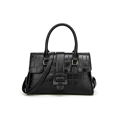 jonam Umhängetasche Leder-Taschen-Tasche Handtaschen Frauen Taschen Qualität Damen Messenger Bags (Color : Black) von jonam
