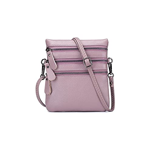 jonam Umhängetasche Leder Umhängetaschen Frauen Kleine Telefon Crossbody Bag Leder Mini Frauen Messenger Bags Damen Geldbörse Tasche (Color : Purple) von jonam