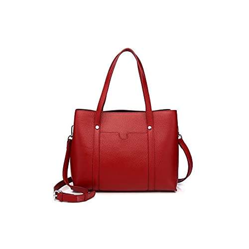 jonam Umhängetasche Leder frauen tasche große kapazität dame handtasche frauen leder totes tasche casual frauen shouder tasche (Color : Red) von jonam