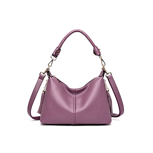 jonam Umhängetasche Leder kleine Handtaschen frauen Taschen, Handtaschen Crossbody Taschen für Frauen Umhängetasche, Fransenbeutel Schulter Messenger Bag (Color : Purple) von jonam