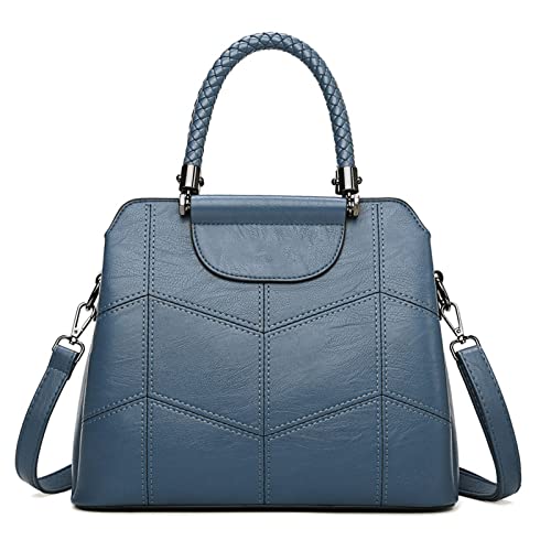 jonam Umhängetasche Lederhandtaschen Frauen Taschen, bestickter Thread Multi-Layer Handtasche, Damen große Weiche Leder Lässige Messenger Bag (Color : Blue) von jonam