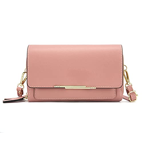 jonam Umhängetasche Long Wallets for Women High Capacity Women Leather Shoulder Bag Ladies Purse Mobile Phone Key Case (Color : Pink) von jonam