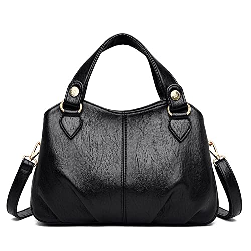 jonam Umhängetasche Mehrere Taschen Große Kapazität Damen Handtaschen, Weiche Leder Handtaschen Frauen Taschen, Umhängetasche Multifunktionale Handtasche (Color : Black) von jonam