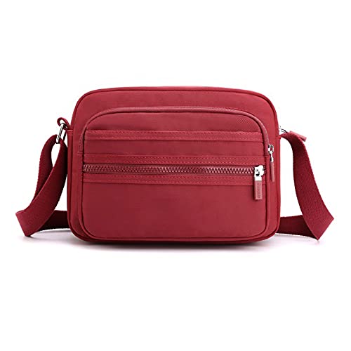 jonam Umhängetasche Messenger Bag Frauen Umhängetasche Nylon Handtasche Große Kapazität Kleine Frauen Telefon Tasche Brieftasche Geldbörse Für Teenager-Mädchen (Color : Red) von jonam