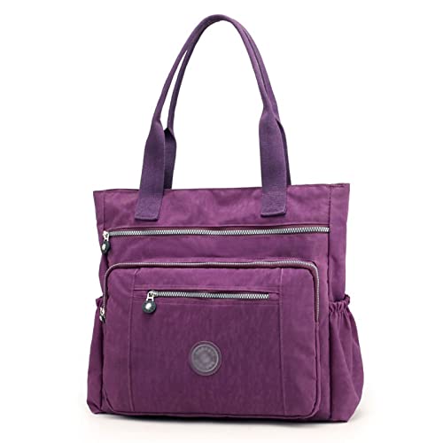 jonam Umhängetasche Messenger Bag Women Shoulder Bag Nylon Handbag Large Capacity Women's Tote Shopping Bag Ladies Casual Bags beach bag (Color : Purple) von jonam