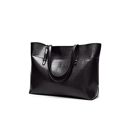 jonam Umhängetasche Messenger Bags für Frauen Große Größe Casual Tote Handtaschen Massive Leder Handtasche Umhängetasche (Color : Black) von jonam