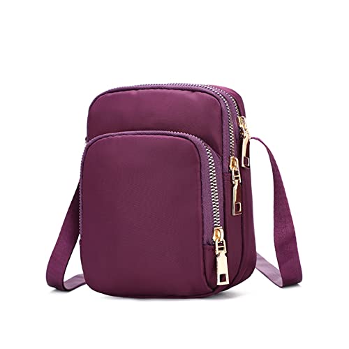 jonam Umhängetasche Mini Multifunctional Shoulder Bag, Mobile Phone Nylon Zipper Oxford Cloth Bracelet, Bracelet. (Color : Purple) von jonam