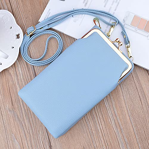 jonam Umhängetasche Mobile Handy Umhängetaschen für Frauen Kleine Crossbody Bags Frauen Mini Matte Leder Schulter Messenger Bag (Color : Blue) von jonam