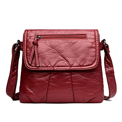 jonam Umhängetasche Mode Designer Weibliche Tasche Hohe Qualität Messenger Bag Weiche PU-Leder Umhängetasche Mode Weibliche Tasche Handtasche (Color : Red, Size : 25cmX3cmX22cm) von jonam