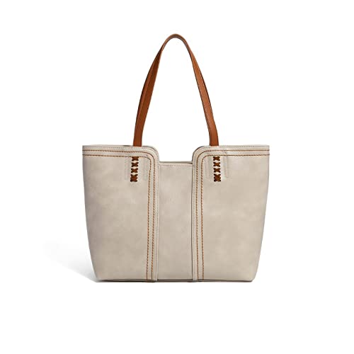 jonam Umhängetasche Modische Atmosphäre Einfache Einkaufstasche, Retro-Schultertasche mit großer Kapazität, tragbarer Pendler-Tasche für Frauen (Color : Beige) von jonam