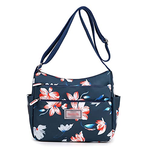 jonam Umhängetasche Multiple pockets Women Handbags Female Shoulder bags Nylon Messenger Bags Zipper Printed Ladies Crossbody Bag Vintage (Color : Blue3) von jonam