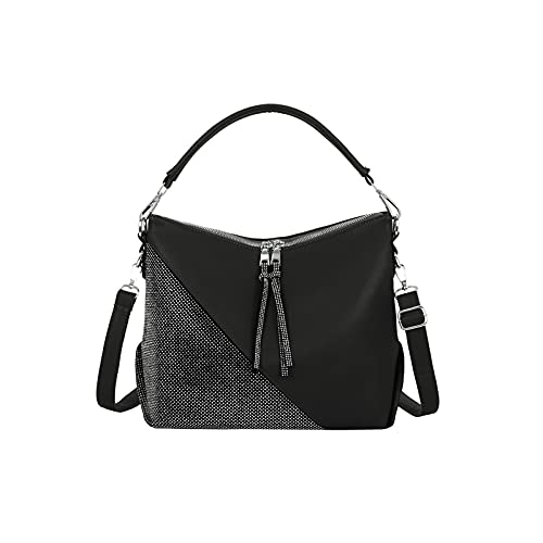 jonam Umhängetasche Nähende Design Damen Tasche Eine Schulter Sack Tasche Mädchen Messenger Bags Große Kapazität Freizeit (Color : Black) von jonam