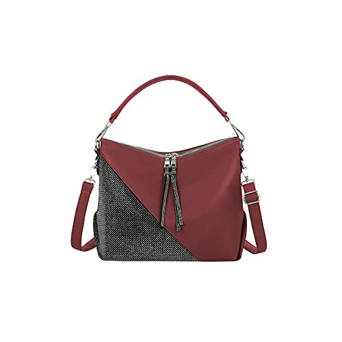 jonam Umhängetasche Nähende Design Damen Tasche Eine Schulter Sack Tasche Mädchen Messenger Bags Große Kapazität Freizeit (Color : Red) von jonam