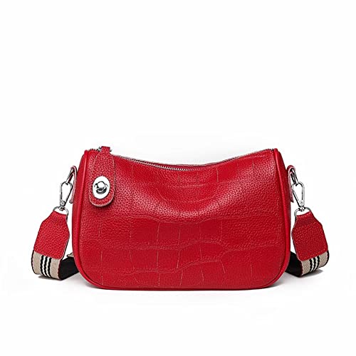 jonam Umhängetasche Neues echtes leder umhängetasche 5 farben verfügbar frauen luxus handtaschen mode crossbody taschen for frauen weibliche totes tasche (Color : Red) von jonam