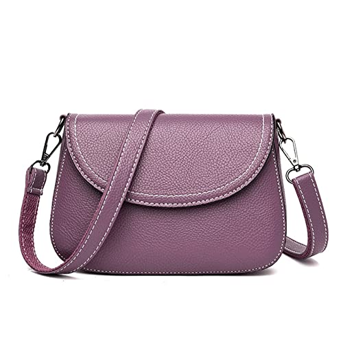 jonam Umhängetasche Neueste Schaffell Leder Frauen Handtaschen Hochwertige Frauen Schultertaschen Neue Feste Farbe Messenger Bags (Color : Purple, Size : 22x5x15cm) von jonam