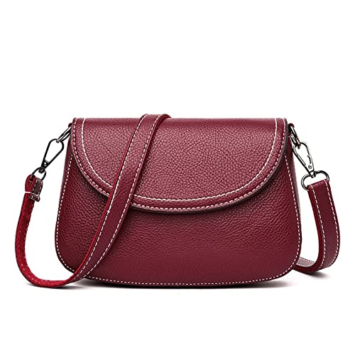 jonam Umhängetasche Neueste Schaffell Leder Frauen Handtaschen Hochwertige Frauen Schultertaschen Neue Feste Farbe Messenger Bags (Color : Red, Size : 22x5x15cm) von jonam