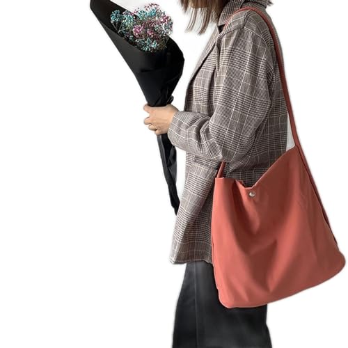 jonam Umhängetasche Nylon Canvas Shoulder Bag for Women Cotton Cloth Female Student Messenger Bag Large Eco Shopping Tote Bags Handbags (Color : Red) von jonam