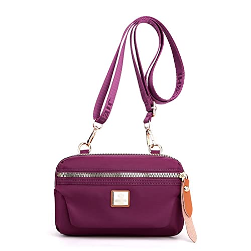 jonam Umhängetasche Nylon Small Women Crossbody Bag stitching Girls tote bag Ladies Shoulder bags Purse Female Mobile Phone Wallet Messenger Bag (Color : Purple) von jonam