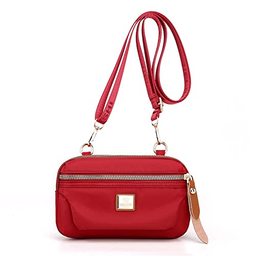 jonam Umhängetasche Nylon Small Women Crossbody Bag stitching Girls tote bag Ladies Shoulder bags Purse Female Mobile Phone Wallet Messenger Bag (Color : Red) von jonam