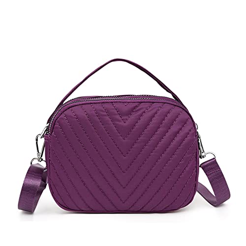 jonam Umhängetasche Nylon-Tuch-Tasche, ein Schulter-Diagonal-kleine Handtasche, damen kleine Tuchbeutel, mehrlagige Damenhandtasche (Color : Purple) von jonam