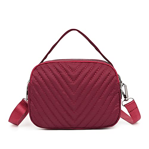 jonam Umhängetasche Nylon-Tuch-Tasche, ein Schulter-Diagonal-kleine Handtasche, damen kleine Tuchbeutel, mehrlagige Damenhandtasche (Color : Wine red) von jonam