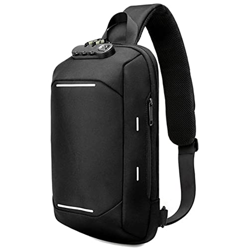 jonam Umhängetasche Oxford Anti-theft Lock Multifunction Shoulder Bag Fashion Crossbody Bag Travel Messenger Pack (Color : Black) von jonam