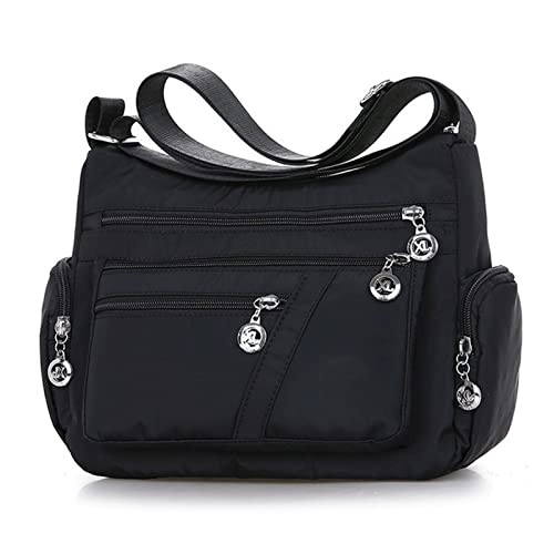 jonam Umhängetasche Oxford Wasserdichte Umhängetasche Damen Casual Umhängetasche Multifunktions-Einkaufshandtasche Große Kapazität Umhängetasche (Color : Black) von jonam