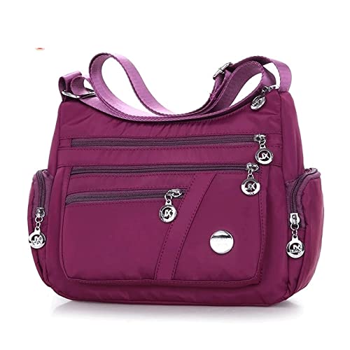 jonam Umhängetasche Oxford Wasserdichte Umhängetasche Damen Casual Umhängetasche Multifunktions-Einkaufshandtasche Große Kapazität Umhängetasche (Color : Purple) von jonam