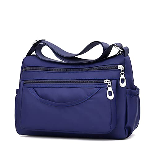 jonam Umhängetasche Oxford Women Crossbody Bag Travel Shoulder Bag Casual Handbag Solid Zipper Messenger Bag (Color : Blue, Size : 28x10x19cm) von jonam