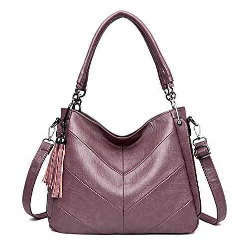 jonam Umhängetasche PU-Leder Handtasche Frauen Reise Casual Tote, Weibliche Große Kapazität Schulter Messenger Bags Frauen Crossbody (Color : Purple) von jonam