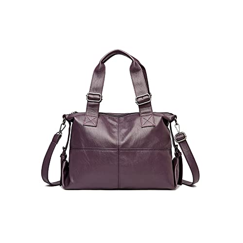 jonam Umhängetasche PU. Leder Casual Umhängetasche Damen Große Kapazität Handtasche Freizeit Messenger Bag (Color : Purple) von jonam