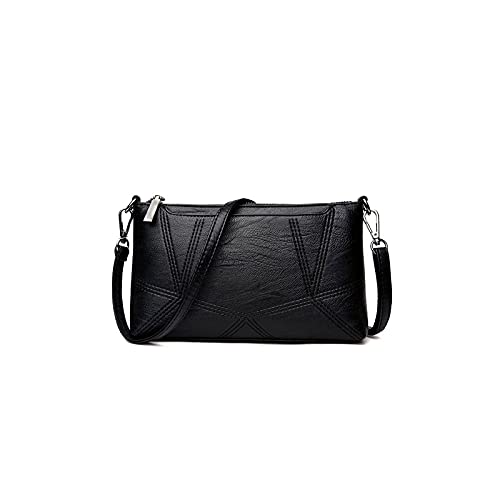 jonam Umhängetasche PU. Leder Frauen Patchwork Umhängetaschen Kleine Flap Handtaschen Crossbody Taschen für Damen Messenger Bags (Color : Black) von jonam