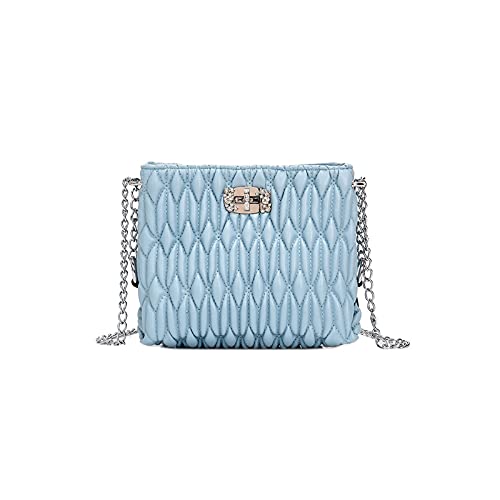 jonam Umhängetasche PU. Leder Sommer Umhängetasche Weibliche Crossbody Tasche Damen Haspe Ketten Handtasche (Color : Blue) von jonam