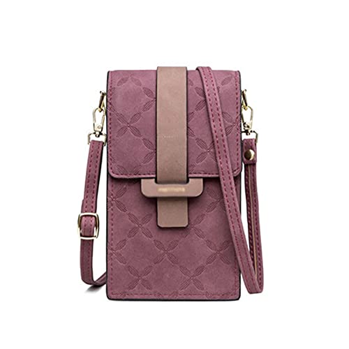 jonam Umhängetasche Plaid Print Handbags For Women Crossbody Mobile Phone Bag Women’S Mini Shoulder Bag Pu Leather Messenger Bag (Color : Purple) von jonam