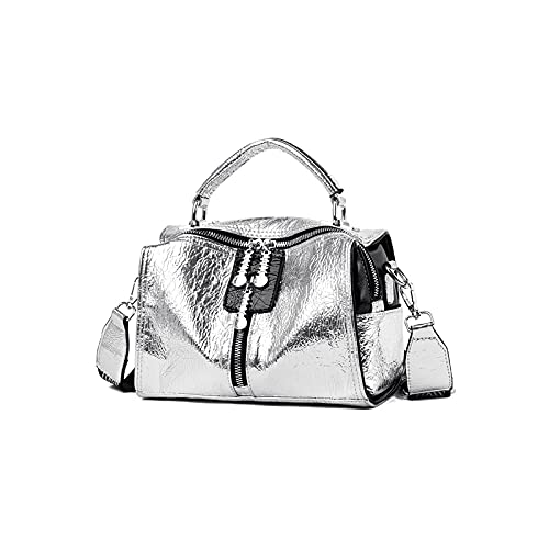 jonam Umhängetasche Qualität Leder Handtaschen Frauen Crossbody Taschen Für Frauen Damen Kleine Schulter Messenger Bags (Color : Silver) von jonam