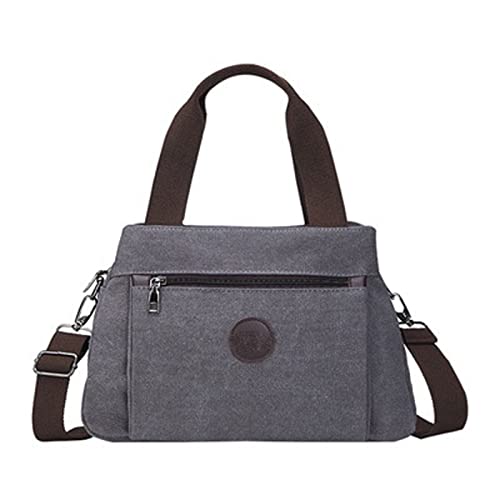 jonam Umhängetasche Retro Casual Women Bag Canvas Ladies Handbag Shoulder Bag Female Large Capacity Multi Compartment Crossbody Bag (Color : Grijs) von jonam