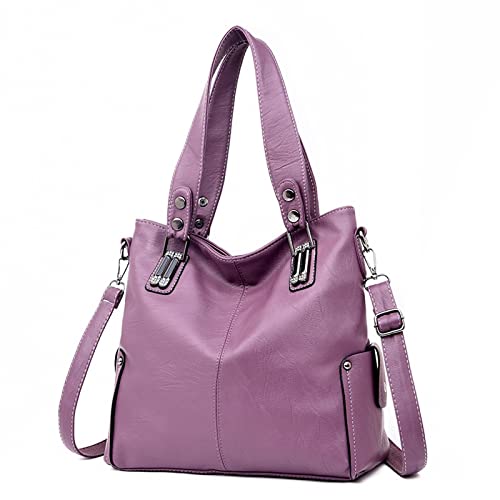jonam Umhängetasche Retro Großkapazität Leder Frauen Handtaschen, Umhängetaschen für Frauen, Damen Messenger Bags (Color : Purple) von jonam