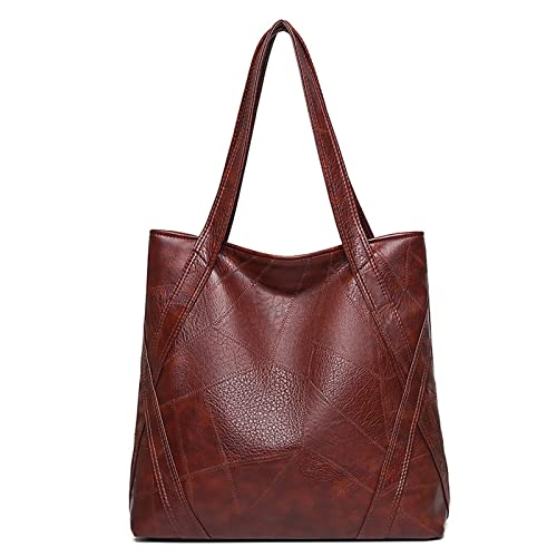 jonam Umhängetasche Retro-weiche PU-Ledertasche, gewaschene weiche Lederhandtaschen, weiche Leder-tragbare Messenger-Umhängetasche mit großem Kapazität (Color : Bruin) von jonam