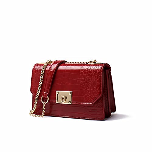 jonam Umhängetasche Schulter Messenger Handtaschen Kette Kleine Mode Tasche Weibliche Frauen Leder Flap Classic (Color : RED) von jonam
