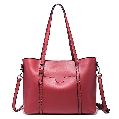jonam Umhängetasche Schulterbeutel, Damen Schultertaschen, Handtaschen, Lederne Schulterbeutel, Große Kapazität Handtaschen (Color : Red) von jonam