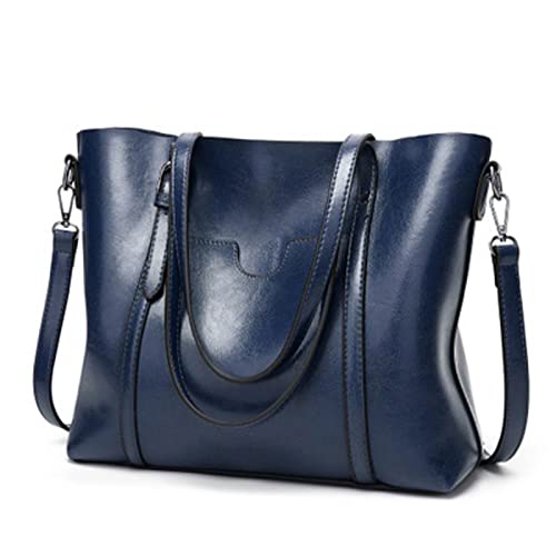 jonam Umhängetasche Shoulder Bags for Women Oil Wax Leather Handbag Tote Crossbody Bag Women Luxury Handbag Women Bags Designer Handbag High Quality (Color : Blue) von jonam