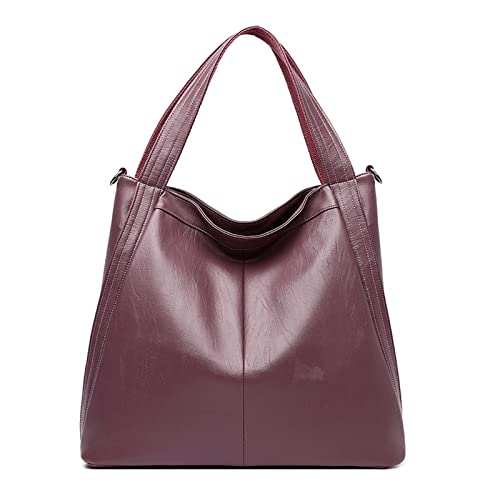 jonam Umhängetasche Single-Schultertasche mit großer Kapazität, einfacher und vielseitiger Einkaufstasche für Frauen, tragbar Pu. Schultertasche (Color : Purple) von jonam