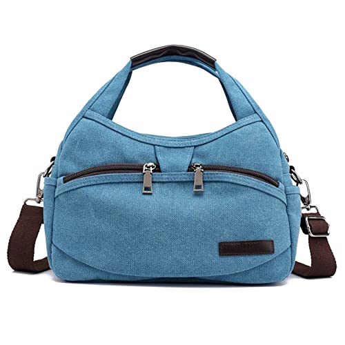 jonam Umhängetasche Small Women Tote Bags Solid Lady Shoulder Bag Ladies Canvas Handbag Female Casual Crossbody Bag Retro Messenger Bags Sac (Color : Blue, Size : W29H22D13 CM) von jonam